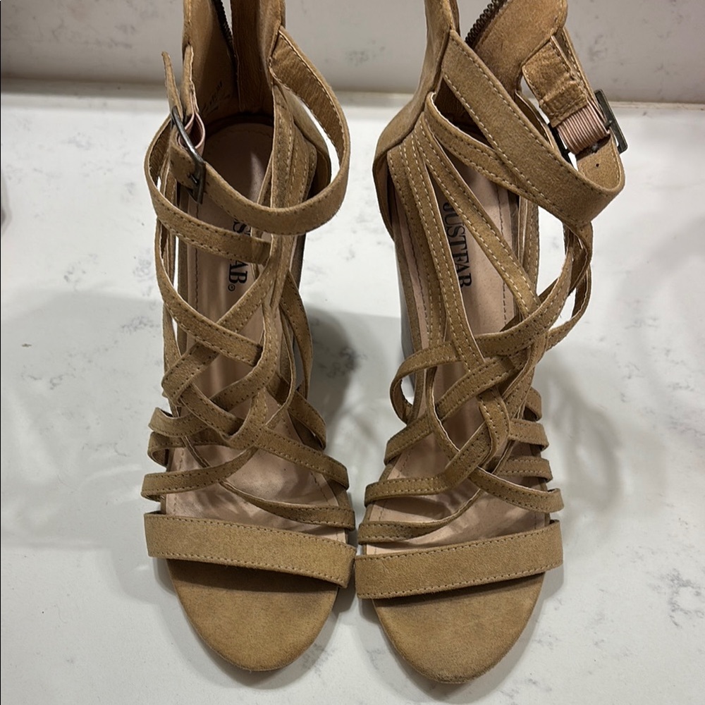 Tan Strappy Heeled Sandals
